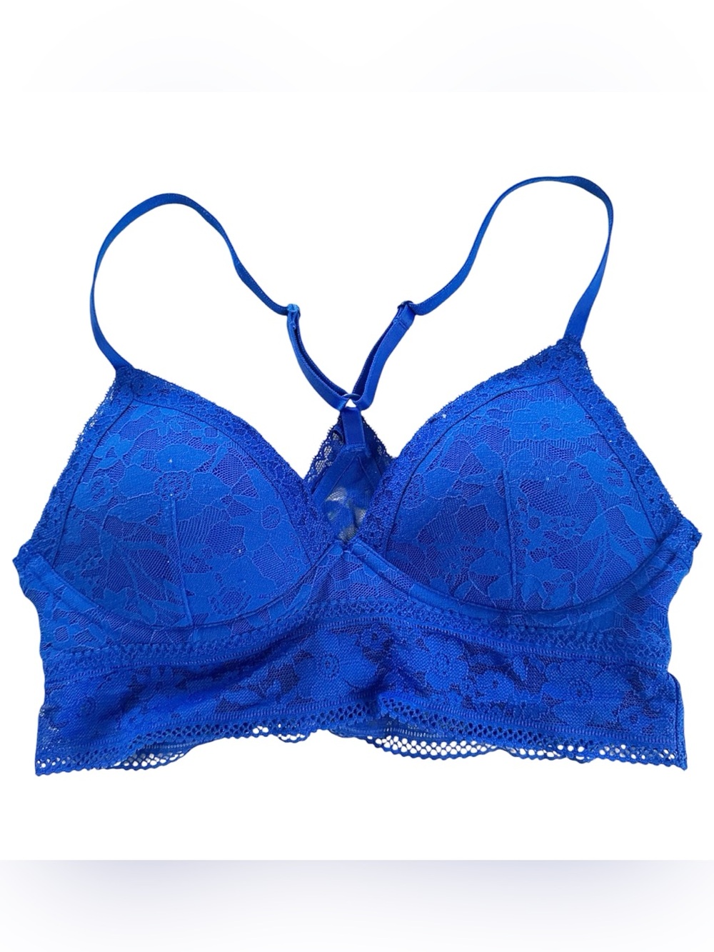 Victoria's Secret Royal Blue Lace Bralette Longline Size Small EUC